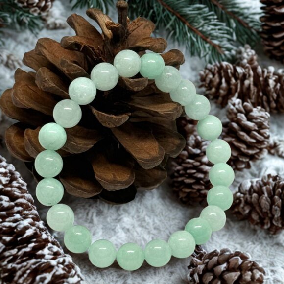 Burmese Jade Gemstone Bracelet 8MM | Handmade Crystal Healing Jewelry - Picture 4 of 10